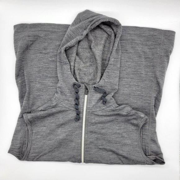 Icebreaker Women’s Mid-Layer Hooded Full Zip Vest Size Large Gray Merino Wool - Picture 3 of 10